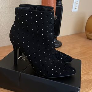 Rhinestone black booties